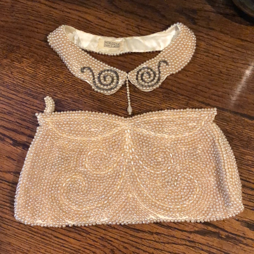 Vintage Pearl evening bag with matching collar.